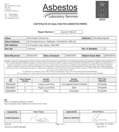 Asbestos garage roof identified for safe removal in Oxford